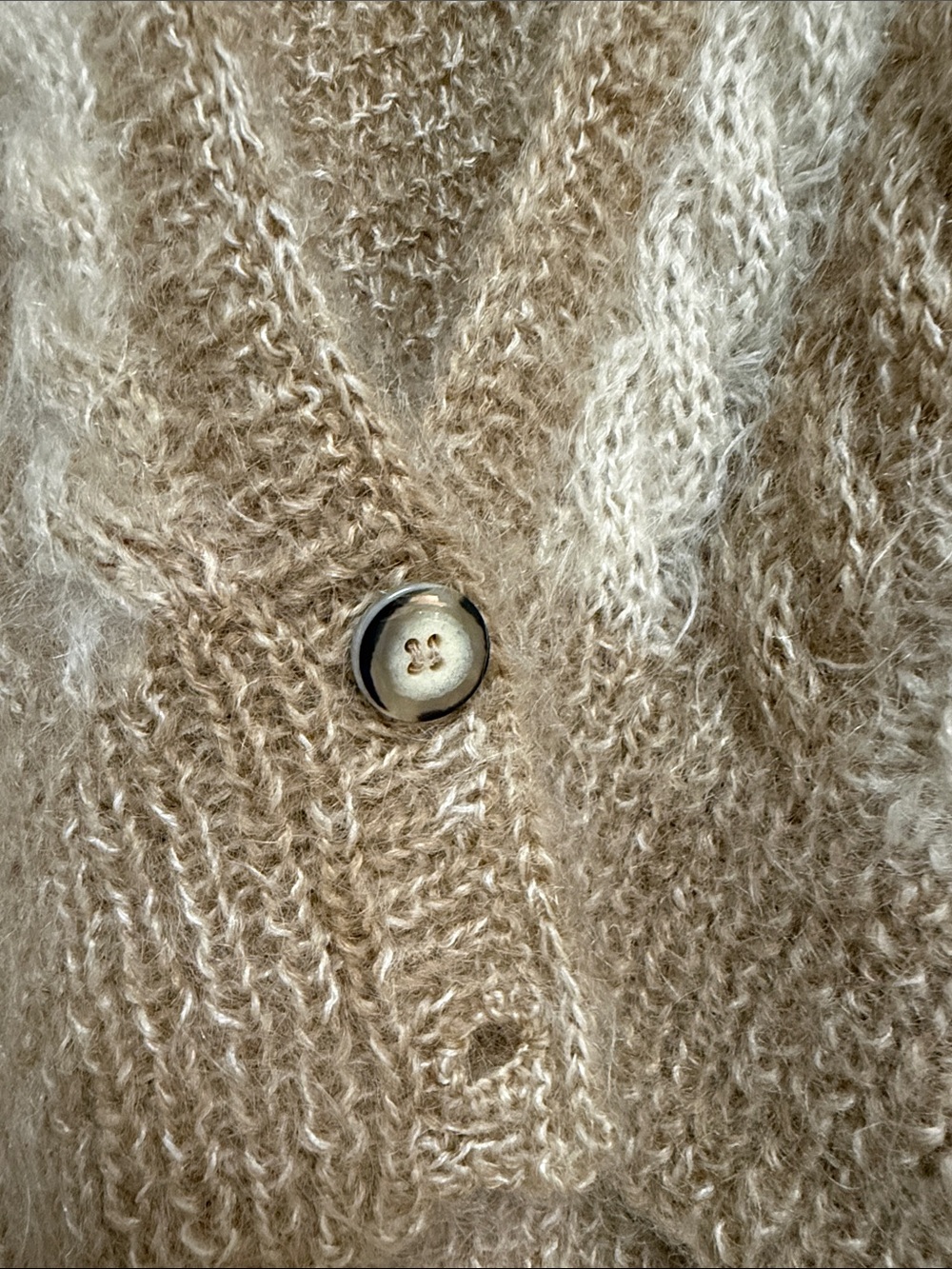 Ellen Tracy Beige & Cream Cable-Trim V-Neck Sweater Vest - Picture 10 of 15